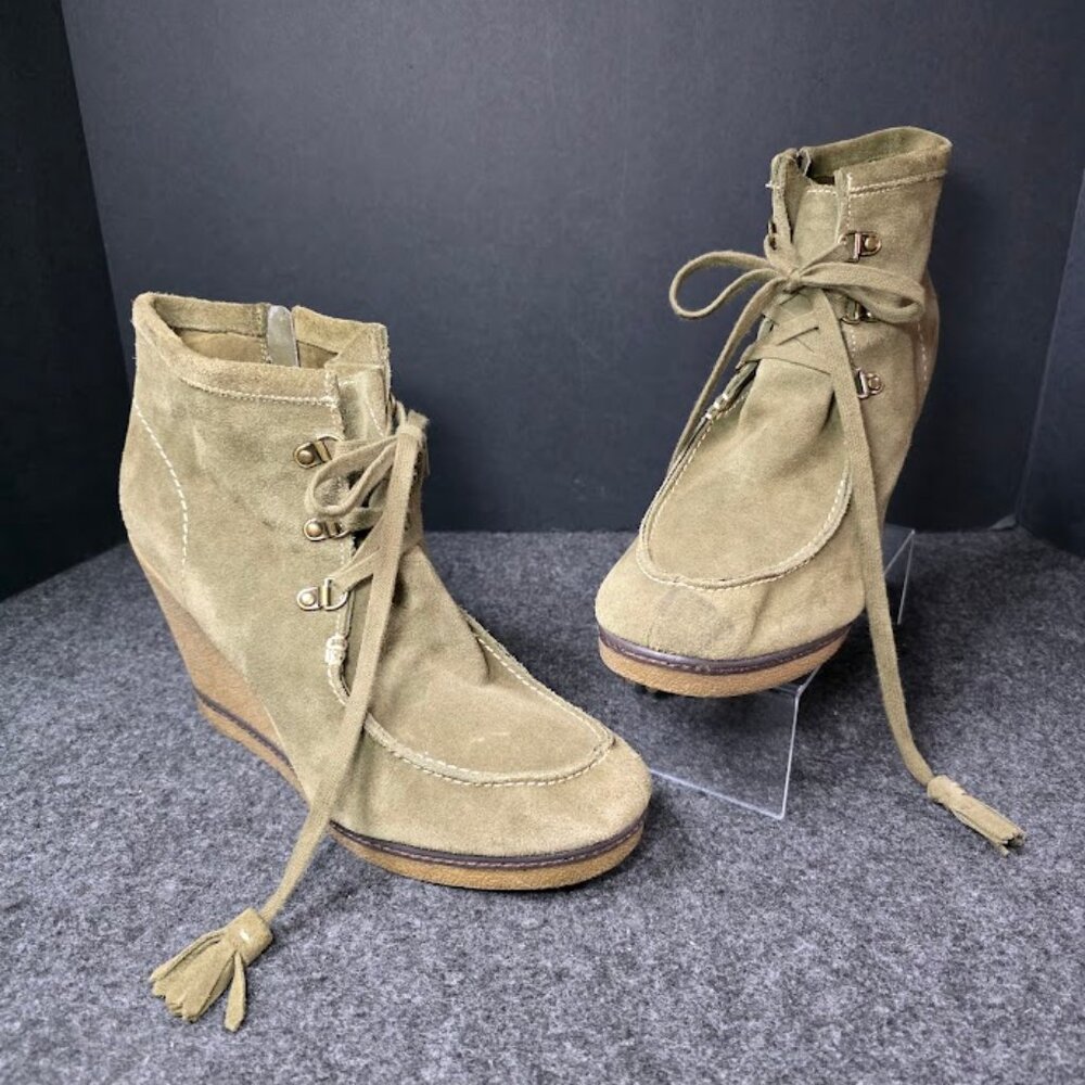 MIA "Hazel" Suede Wedge Tassel Boots 12